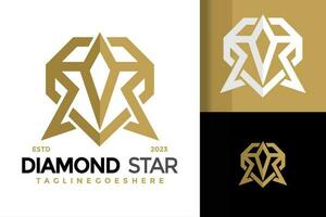 gouden diamant ster logo ontwerp vector symbool icoon illustratie