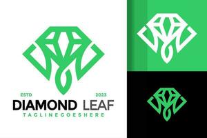 diamant blad logo ontwerp vector symbool icoon illustratie