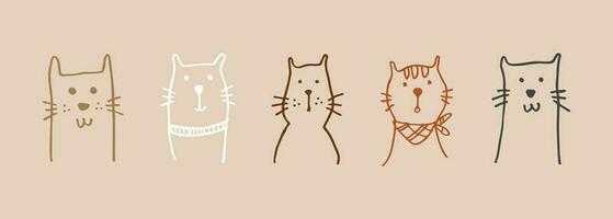 reeks van schattig kat hand- getrokken illustratie vector