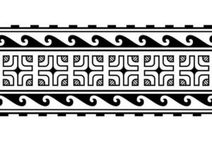 Maori polynesisch tatoeëren armband. tribal mouw naadloos patroon vector. samoa grens tatoeëren ontwerp voor arm of voet. armband tatoeëren stam. band kleding stof naadloos ornament geïsoleerd Aan wit achtergrond vector