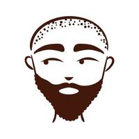jonge afro man etniciteit met baard en kaal silhouet stijlicoon vector