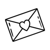 envelop met hart liefde pop-art lijnstijl vector