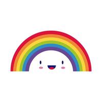 schattig regenboog kawaii stripfiguur platte stijlicoon vector