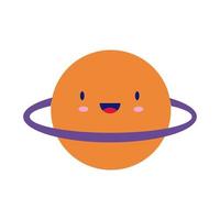 Saturnus planeet kawaii stripfiguur vlakke stijl vector