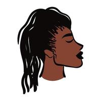 jonge afro-vrouw met lang haar in platte stijl vector