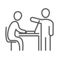 collega's in bedrijf laptop in het bureau coworking kantoor zakelijke werkruimte lijn pictogram ontwerp vector