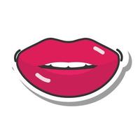 pop-art mond en lippen vrouwen mond sexy sticker lijn en vul icoon vector