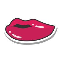 pop-art mond en lippen mooie lijn en vulpictogram vector