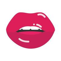 popart mond en lippen rood kussen sexy meisje lippen plat pictogram ontwerp flat vector