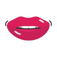 pop-art mond en lippen vrouwen mond sexy sticker plat pictogram ontwerp vector