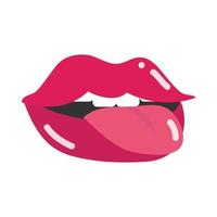 pop-art mond en lippen sexy vrouwen lippen tong uit retro stijl plat pictogram ontwerp vector