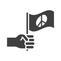 hand met vlag vrede mensenrechten dag silhouet pictogram ontwerp vector