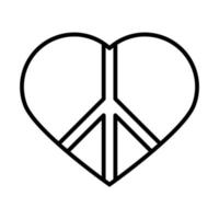 vredessymbool in hart liefde mensenrechten dag lijn pictogram ontwerp vector
