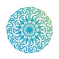 blauwe cirkelvormige mandala bloemen silhouet stijlicoon vector