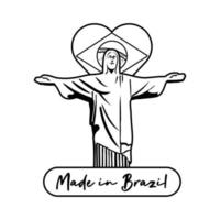 gemaakt in brazilië banner met corcovade christus vector