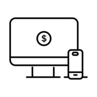 munt geld dollar in desktop betaling online lijn degradiënt stijl vector