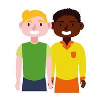 jonge interraciale mannen avatars karakters icon vector