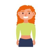 jonge vrouw met oranje haar avatar karakter vector