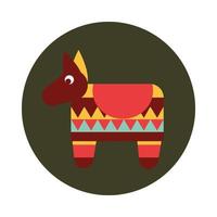 Mexicaanse ezel pinata viering feestelijke decoratie traditionele blok en plat icoon vector