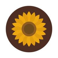 zonnebloem bloemblaadjes decoratie natuur blok en plat icoon vector