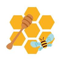 vormen van honing zoet met vliegende bijen vector