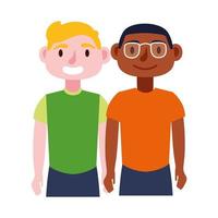 jonge interraciale mannen avatars karakters icon vector