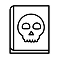 gelukkig halloween-spreukenboek met schedel trick or treat-feestviering lineair pictogramontwerp vector