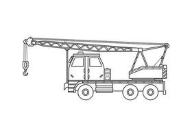 hand- getrokken kleur kinderen bouw gemonteerd kraan vrachtauto bouw voertuig clip art vector