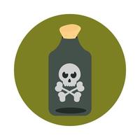 happy halloween-drankfles met griezelige schedeltrick or treat-feestviering plat en blokpictogram vector