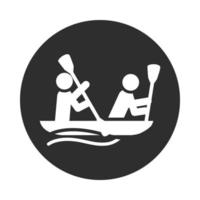 extreme sport mensen rivierraften op opblaasbare boot actieve levensstijl blok en plat icoon vector