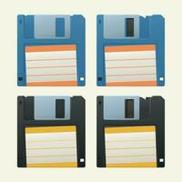 retro diskettes reeks Aan wit vector