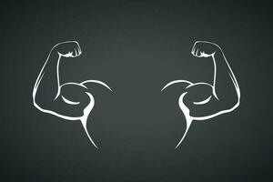 biceps handen silhouet Aan donker vector