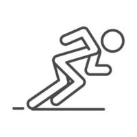 loper in klaar houding om te sprinten snelheid sport race lijn pictogram ontwerp vector