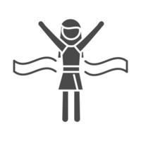 vrouwelijke loper winnaar running sport race silhouet pictogram ontwerp