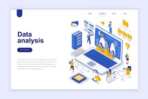 Gegevens analyse moderne platte ontwerp isometrische concept. Analytics en mensenconcept. Bestemmingspaginasjabloon. Conceptuele isometrische vectorillustratie voor web- en grafisch ontwerp. vector