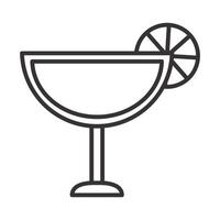 cocktail pictogram schijfje citroen drinken sterke drank verfrissend alcohol lijnstijl ontwerp vector