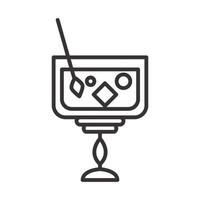 cocktail pictogram glas ijsblokje kers en mixer drinken sterke drank verfrissende alcohol lijn stijl ontwerp vector