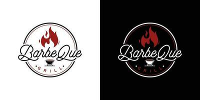 barbecue logo met handgeschreven, wit achtergrond, vector ontwerp