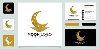 elegant halve maan maan en ster logo ontwerp maan icoon vector