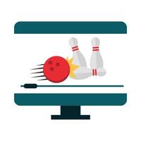 bowling online speelspel recreatieve sport applicatie plat pictogram ontwerp vector