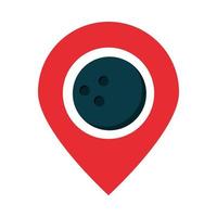 bowling bal gps navigatie aanwijzer spel recreatieve sport platte pictogram ontwerp vector