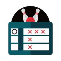 bowling scorebord toernooi spel recreatief sport plat pictogram ontwerp vector