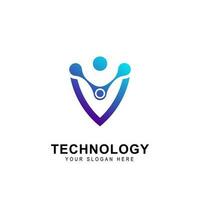 abstract technologie logo, ontwerp concept, embleem, icoon, vlak logotype element voor sjabloon. vector