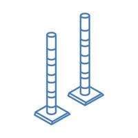 isometrische reparatie bouw weg paal barrière werk tool en uitrusting lineaire stijl icoon ontwerp vector