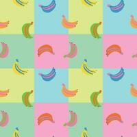 naadloos banaan patroon. knal kunst stijl fruit vector illustratie. helder kleuren en contrast achtergrond voor behang, omhulsel papier, banier, ansichtkaart ontwerp, pakket, textiel, afdrukken, boodschappen doen zak