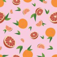 naadloos vector grapefruit patroon. zomer vlak achtergrond. tropisch fruit geïsoleerd Aan roze achtergrond. ontwerp kunst voor picknicken deken, zwempak. sjabloon voor textiel, omhulsel papier, ansichtkaart, spandoek.