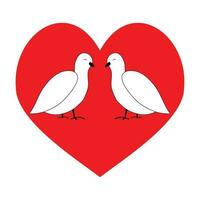 liefde paar duif in rood hart. wit romantisch duif, vector illustratie