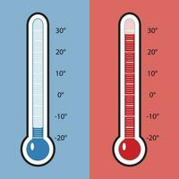 thermometer verkoudheid en warmte. temperatuur meting lucht, weer heet illustratie vector