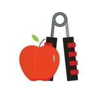 uitbreiding en appel, gezond aan het eten en sport. uitrusting voor sport oefening, vector illustratie