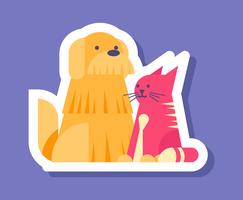 Kat en hond Stickers vector